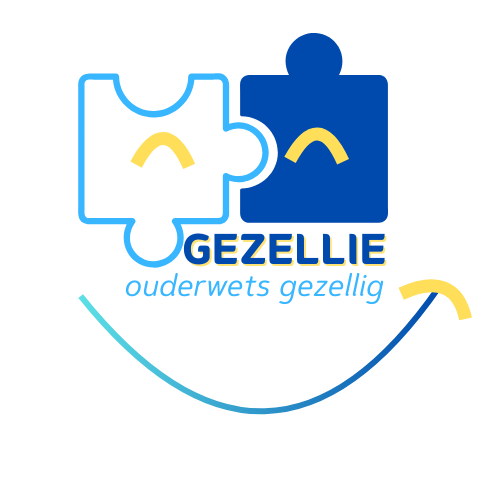 Logo - gezellie ouderwets gezellig (puzzel geel blauw) 500x500px